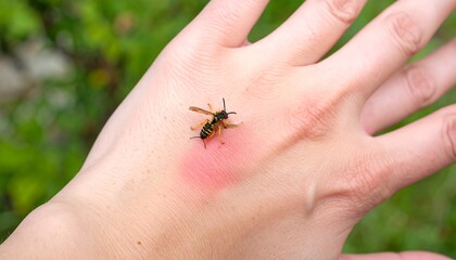 Obraz premium Wasp sting on a hand