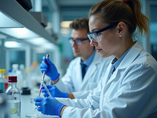 Chercheurs en laboratoire analysant des échantillons pour la recherche médicale