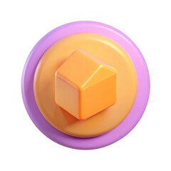 Fototapeta premium 3d abstract geometric shapes with orange cube isolated on transparent background