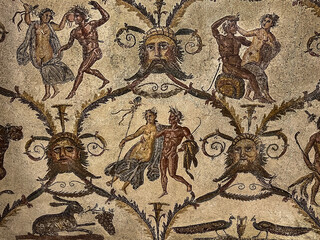 A Roman mosaic floor pattern in the city of Sousse, Tunisia