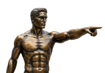 Obraz premium Isolated Bronze Statue of a Muscular Man Pointing