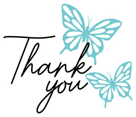 Thank You | Butterfly Thanks Artwork | Vector Illustration