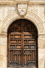 Exterior details of the historic Alamo site of 'the battle of the Alamo'.  San Antonio, Texas, USA.