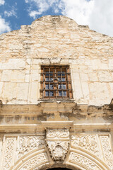 Exterior details of the historic Alamo site of 'the battle of the Alamo'.  San Antonio, Texas, USA.