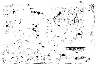 Grunge black and white overlay texture on transparent background. Abstract distress texture dust grain with scratches and grain background.