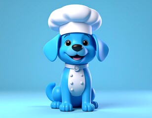 Cartoon dog chef on a light blue background