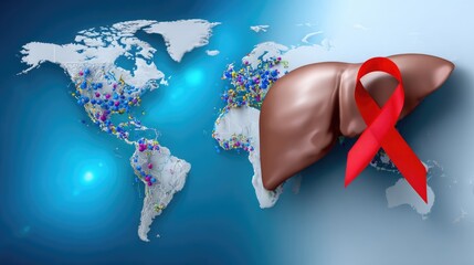 Hepatitis awareness message: liver function, viral threat, global initiative, health focus, infection risk, medical campaign, organ care, immune response, wellness goal, disease alert, diagnostic
