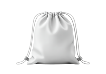 Isolated White Drawstring Bag Closed