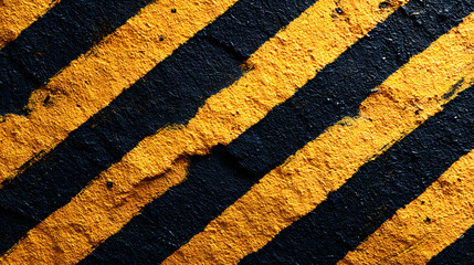 A textured surface featuring bold yellow and black diagonal stripes, commonly associated with caution and warning signs. bold warning. Illustration