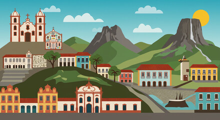 The wonders of Minas Gerais with tourist attractions shown in art