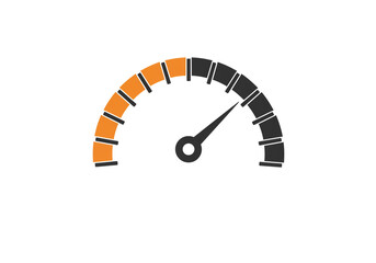 Speed Indicator Gauge – Flat Vector Icon with Orange-to-Black Segmented Dial