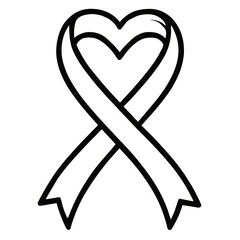 Heart Shaped Awareness Ribbon Vector - Symbol of Support and Solidarity