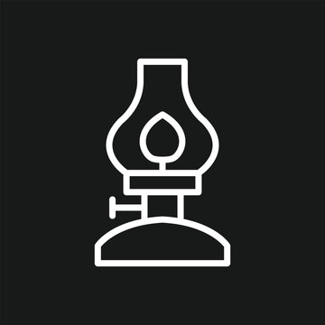 Vintage Kerosene Oil Lamp and Lantern Icon for Camping, Rustic Decor, and Antique Light