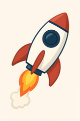 AI-generated flat vector illustration of a retro space rocket launch