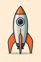 AI-generated flat vector illustration of a retro space rocket launch