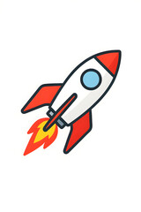 AI-generated flat vector illustration of a retro space rocket launch
