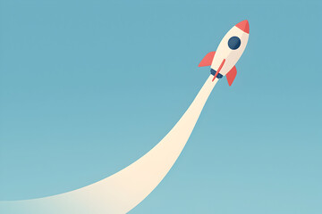 AI-generated flat vector illustration of a retro space rocket launch