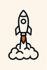 AI-generated flat vector illustration of a retro space rocket launch