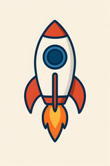 AI-generated flat vector illustration of a retro space rocket launch