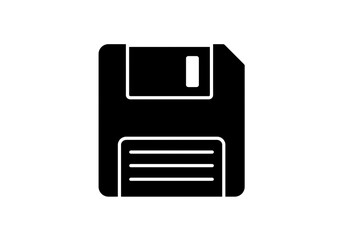 Silhouette of Classic Floppy Disk Icon Representing Vintage Digital Storage