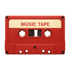 Obraz premium PNG Vintage red cassette tape illustration.