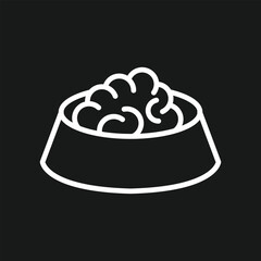 Pet Food Bowl Icon with Dry Kibble for Dog and Cat Nutrition and Animal Care