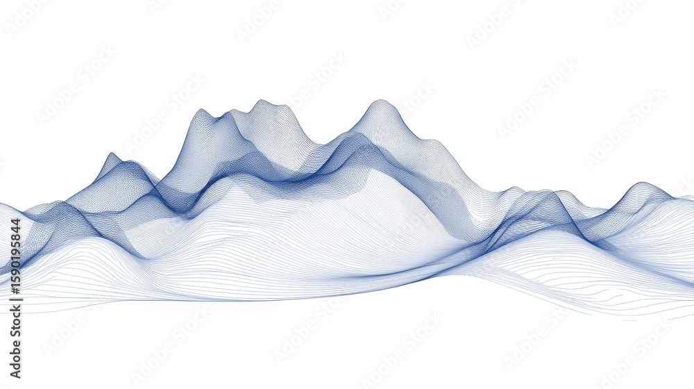 Poster electric blue abstract gradient landscape with smooth curved lines and intricate vector textures