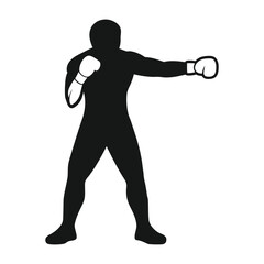Boxer Throwing Right Hook Silhouette – Powerful Punch in Motion