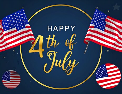 Patriotic 4th of July graphic with flags