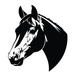 Black and White Horse Head Silhouette Vector Illustration for Graphic and Print Projects