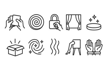 Fototapeta premium Magic and black magic outline icon set. mystical symbols, witchcraft, wizard icons