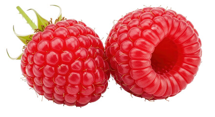 Isolated Two Fresh Raspberries