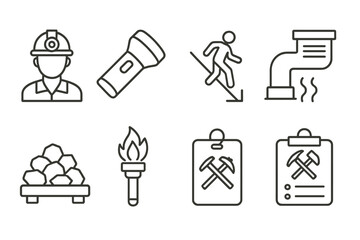 Industrial safety icon set. flat style for workplace safety and hazard awareness