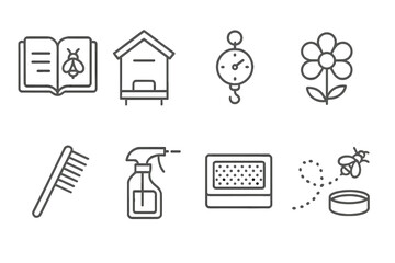 Beekeeping line icon set. apiary, honey, beehive, nature icons outline collection