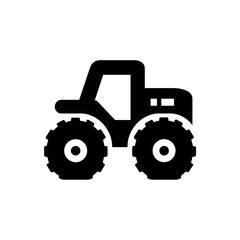 Obraz premium Silhouette icon of a tractor with large rugged wheels 