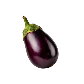 Eggplant a single glossy purple vegetable with a green stem. isolated on white background or transparent background png cut out 47564673 2