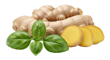 Isolated Ginger and Basil