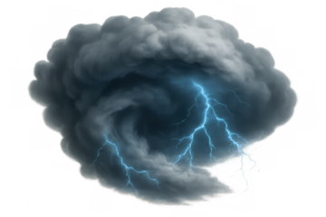 Powerful storm cloud unleashing lightning strikes, revealing electrifying atmospheric energy against translucent backdrop