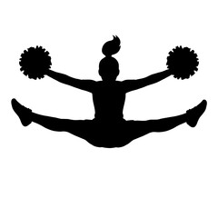 Cheerleader Jumping Silhouette with Pom Poms