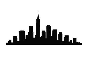 Fototapeta premium City Skyline Silhouette on White Background