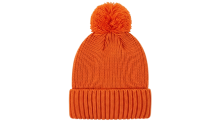 Isolated Orange Pom Pom Beanie