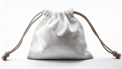 white drawstring bag isolated on white background
