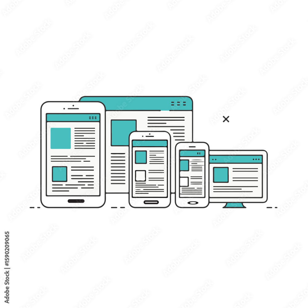 Poster web design and responsive development concept.