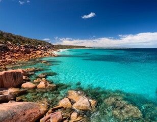 Obraz premium crystal clear waters and rocky coastline western australia day