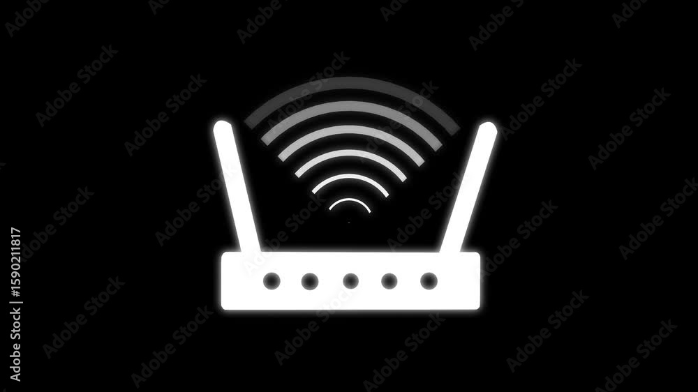 Aufkleber white router with antennas emitting wireless signal. suitable for technology, internet, networking c