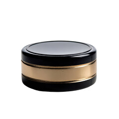 Black And Gold Round Cosmetic Container Isolated On White