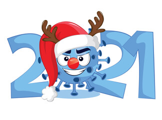 Happy new year 2021 with corona concept. Vector suitable for background, banner, poster, and template element