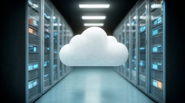 Modern Server Room with Advanced Technology for Data Storage and Cloud Computing Solutions