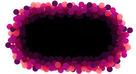 Abstract oval frame of magenta and pink circles isolated on transparent background