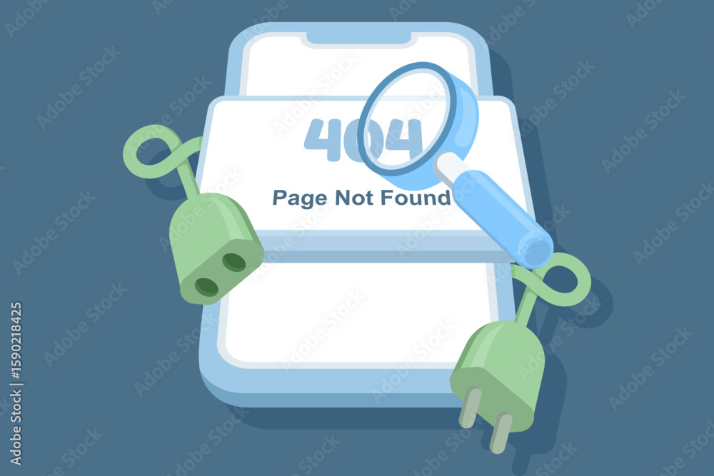 Poster network error 404 concept. illustration of a mobile phone with a 404 display. for the landing page t